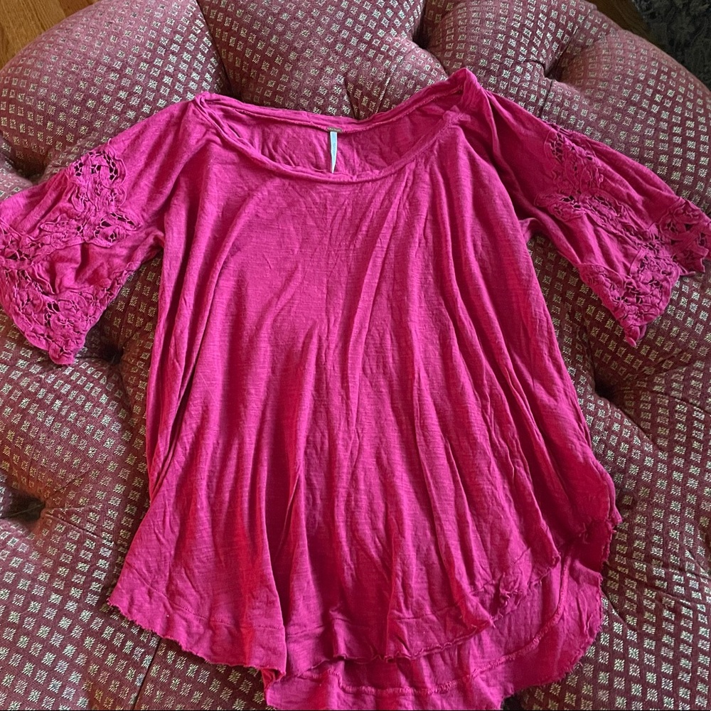 Free People Crochet Sleeve Top